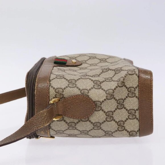 GUCCI GG Supreme Web Sherry Line Bag PVC Beige Gold 904 02 069 Auth BA3963 - Picture 4 of 16